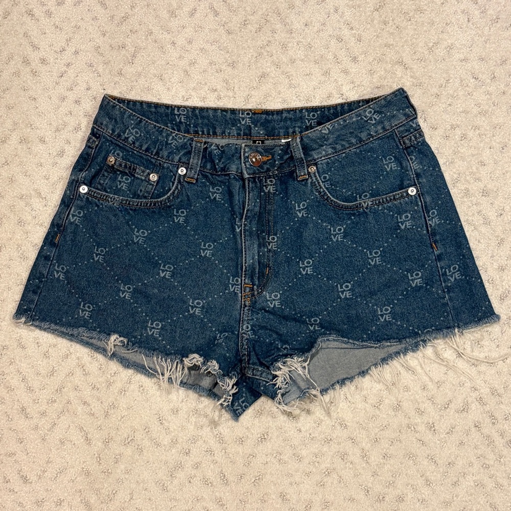 HM Divided Denim Shorts Size 10 Blue Jean High Waist Daisy Dukes Festival Love